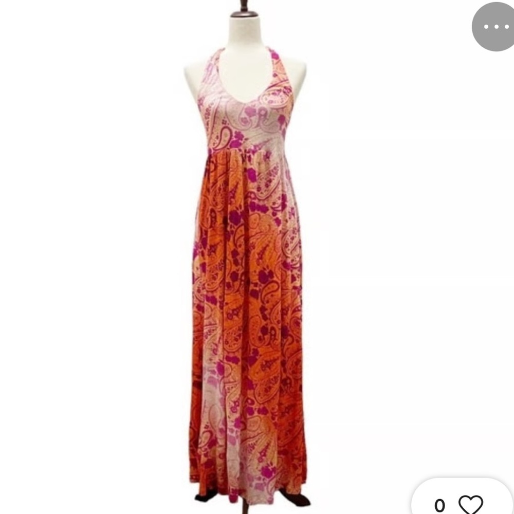 Tommy Bahama Soft  Casa Sunrise Halter Maxi  Dress in Orange Jupiter  Size S
